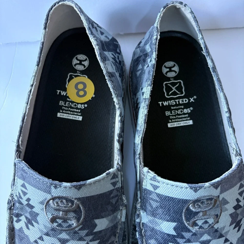 Twisted X Hooey Loafers Mens Size 8 Gray Aztec Geometric Western Slip On